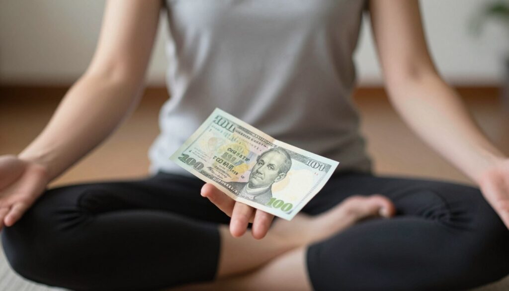 Osoba medytująca z banknotem w dłoni, symbolizująca refleksję nad wartościami