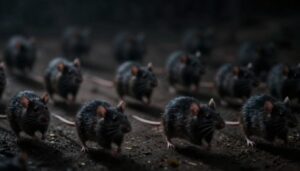 Stado szczurów biegnących w różnych kierunkach symbolizujące chaos i niepokój w sennik szczury stado